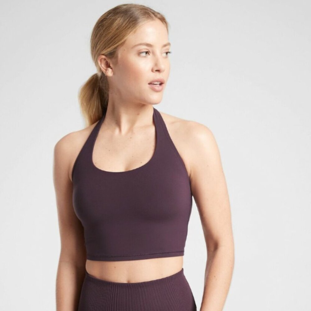 Athleta Halter Crop Yoga Athletic Purple Agate XS